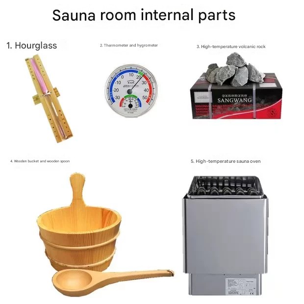 Outdoor 4-6 person hybrid sauna on a garden deck